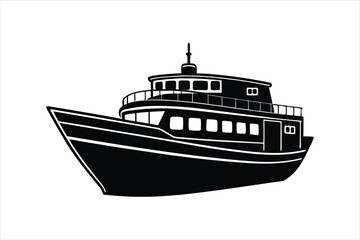 Obraz premium Simple Boat Outline Vector Illustration in Silhouette Style on white background