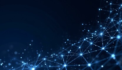 Fototapeta premium Abstract Blue Network with Interconnected Nodes and Lines