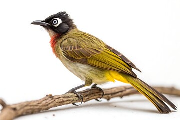 Vibrant Red-whiskered Bulbul Bird perched on a branch