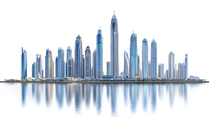 Modern city with skyscrapers isolated on a white background
