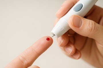 Routine medical check-up featuring finger pricking for blood test at healthcare facility