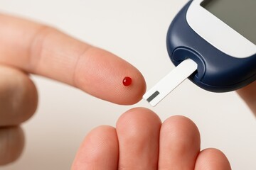 Routine medical check-up involves finger prick for blood sample collection for health monitoring