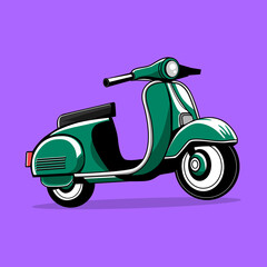 Cartoon Vintage Scooter with Modern Pop Art Style