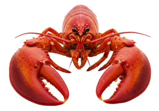 Isolated Close-up of a Bright Red Lobster with Large Claws