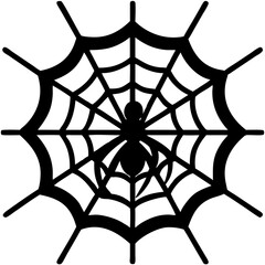 Obraz premium Spider Web Element – Flat Silhouette for Spooky Designs