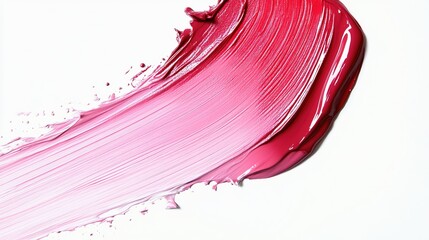 Close up of cosmetic smudges on white backdrop Lipstick or lip gloss sample detail Beauty strokes design Liquid makeup product close up shot Banner layout with space for text