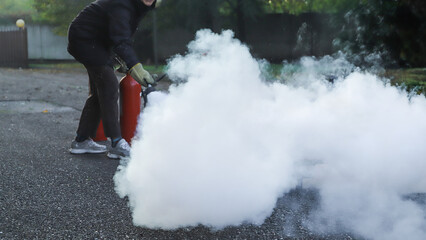 corporate safety - exercise during a firefighting course