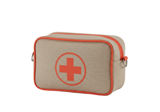 Isolated Compact First Aid Kit with Red Cross Symbol