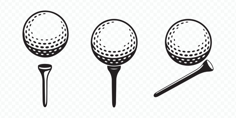 Golf Ball and Tee Vector Set