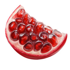 Fresh pomegranate slice seeds fruit nutrition health food vitamin diet on transparent background