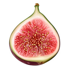 Fresh halved fig fruit close up healthy eating concept stock photo image on transparent background