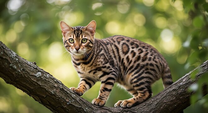 Bengal cat on branch