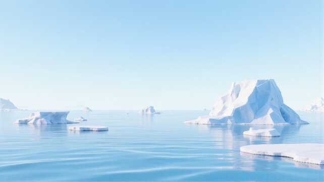 Icebergs floating in clear blue water