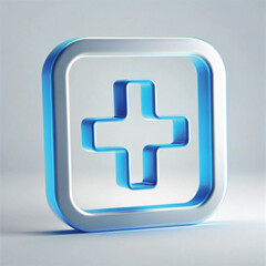 Obraz premium 3D Blue Transparent First Aid Box Symbol