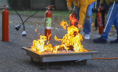 corporate safety - exercise during a firefighting course