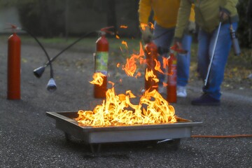 corporate safety - exercise during a firefighting course
