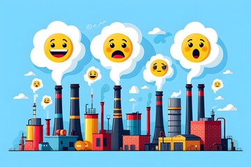 Urban cityscape vector illustration with iconic architectural elements for business and industry design