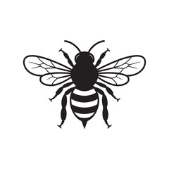 Bee flying black color vactor