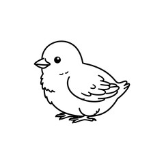 Obraz premium Lined Icon of Crouched Chick Resting with Wings Outward