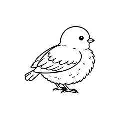 Lined Icon of Chick with Fluff Detail Visible from Back Side