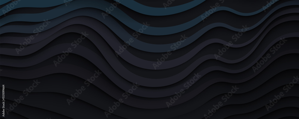Canvas Prints dark abstract wavy layers background in black tones