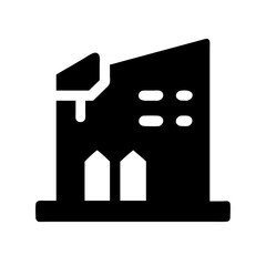 Icon of a damaged building to signify destruction or disrepair
