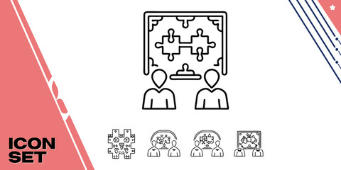 Two people collaborating on a puzzle representing teamwork and problem solving