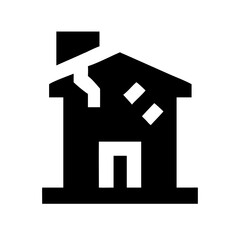 Icon of a damaged building to signify destruction or disrepair