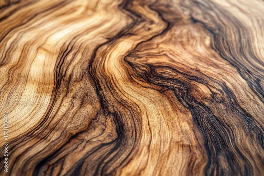 Aufkleber polished wood texture showcasing intricate grain patterns creating a mesmerizing wavy design
