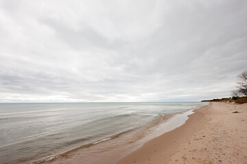 Looking south along the beach at Kohler-Andrae State Park, Sheboygan, Wisconsin in mid-October