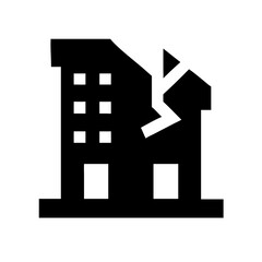 Icon of a damaged building to signify destruction or disrepair