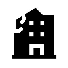 Icon of a damaged building to signify destruction or disrepair