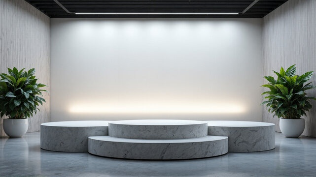 Marble podiums in modern meeting room
