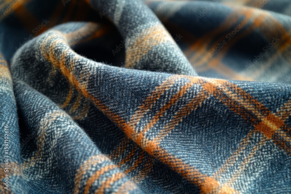 Poster soft folds of checkered wool fabric create a warm and textured background
