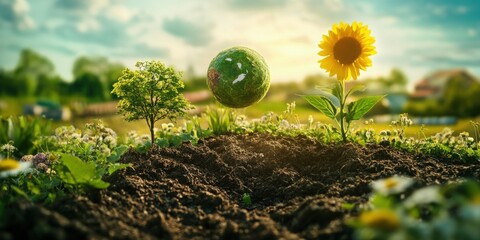 A clean and high resolution image showing sustainable farming and organic agriculture with eco friendly context.