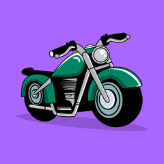 Custom Cruiser Motorcycle Illustration Cartoon Side View