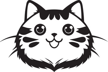 Cute Feline Head Minimalist Vector Graphic Design