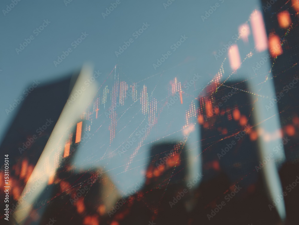 Fototapete Portfolio Hedge Abstract Stock Market Chart with Digital Grid Lines and Data Visualization Nodes for Investment Analytics and Algorithmic Trading