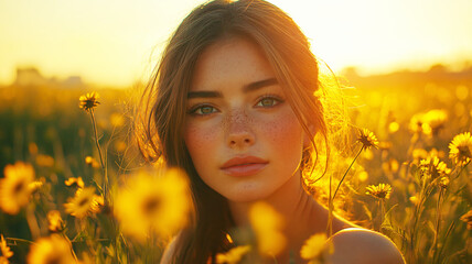 Whispers of the Countryside, woman, flower, flowers, yellow, smile, happiness, people, outdoors, person, smiling, freedom, face, child, joy, hair, fun, journey, road, light.