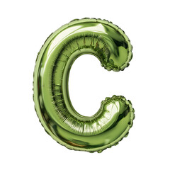 Shiny green balloon letter 'C' floating against a plain background, ideal for celebrations and events