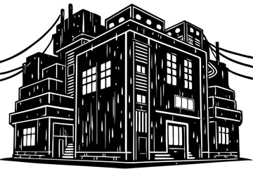 Futuristic City Building Black and White Architectural Illustration, futuristic, building, city, architecture, graphics, visual, shapes, resolution, metropolis, aesthetic, quality, monochrome, project