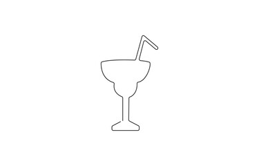 Continuous one line drawing of wine glasses. Champagne toast and cheers in simple linear style,  one line drawing of cocktail martini glass. Continuous line draw of alcoholic drink vector.