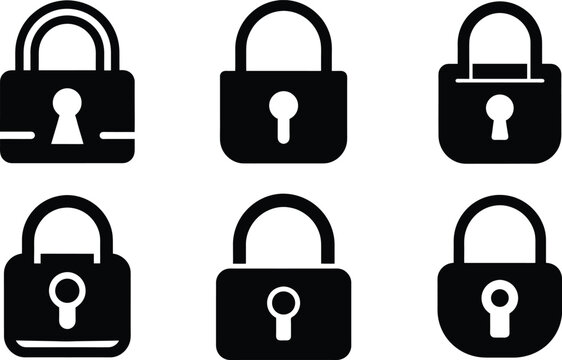 A vector icon set of secure locks and padlocks for web safety and protection