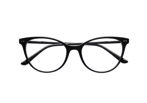 Isolated Black Cat Eye Glasses with Thin Frames
