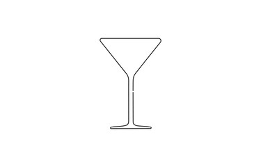Continuous one line drawing of wine glasses. Champagne toast and cheers in simple linear style,  one line drawing of cocktail martini glass. Continuous line draw of alcoholic drink vector.