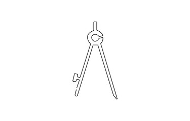 Navigation Software Continuous Line Editable Stroke Icon, Compass line continuous drawing vector,   or divider in single line draw illustration. 