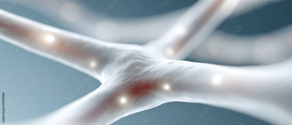 Aufkleber Futuristic Quantum Network Visualization with Particle Light Streams and Depth for Scientific Research and Computational Physics Communication