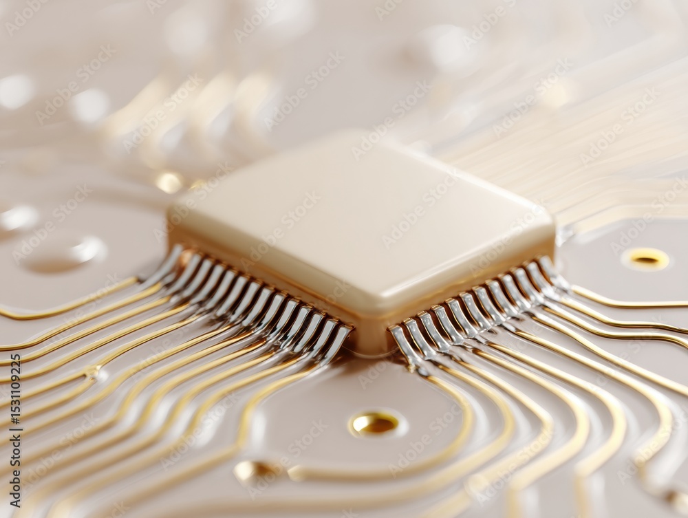 Leinwandbilder Digital Passport Concept on Glowing Circuit Board with Microchips and Transparent Display Highlighting Supply Chain Transparency and Lifecycle Tracking