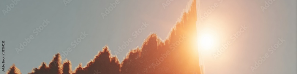 Aufkleber Minimalistic Digital Financial Graph with Glowing Uptrend Line and Data Matrix for Fintech Market Forecasting and Investment Opportunity