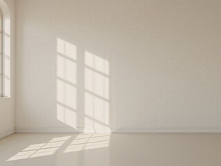 Empty Room with Sunlight Streaming Through Window. Minimalist Interior Concept.